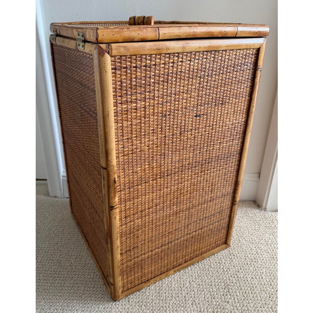 Rattan Corner Hamper Basket With Triangular Design For Sale - Image 10 of 11