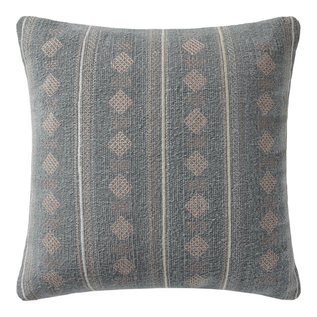 Amber Lewis x Loloi Palomar Denim 22" x 22" Cover with Down Pillow For Sale