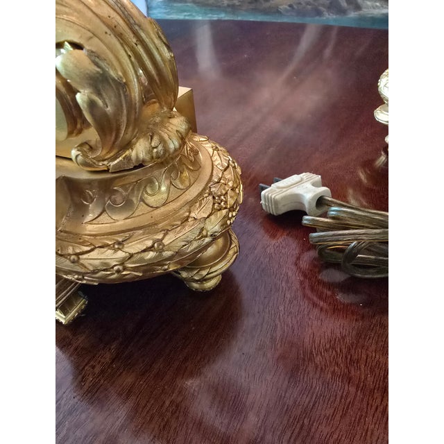 Antique Louis Xv Royal Bronze Pair Gilded Lamps Candleabra - a Pair For Sale - Image 13 of 17