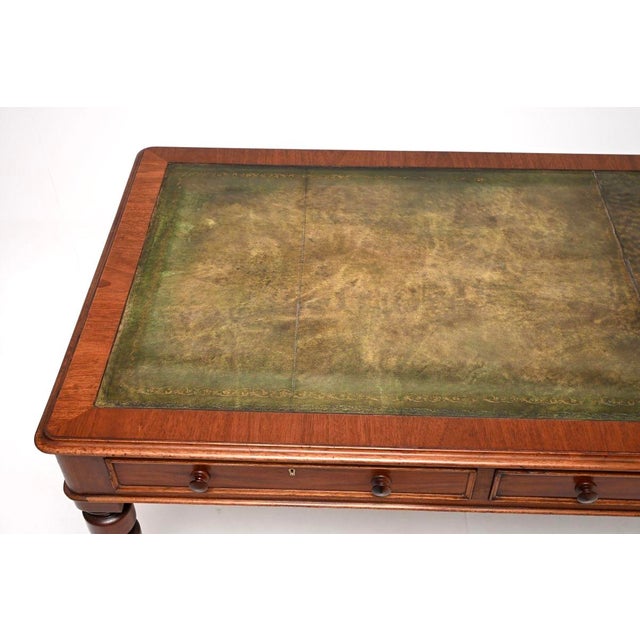 Large Antique Victorian Leather Top Writing Table, 1840 For Sale - Image 6 of 11