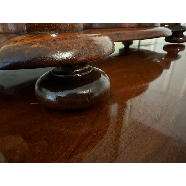 Mid 19th Century Antique Dresser Mirror Mahogany Flame Bun Feet For Sale - Image 5 of 12