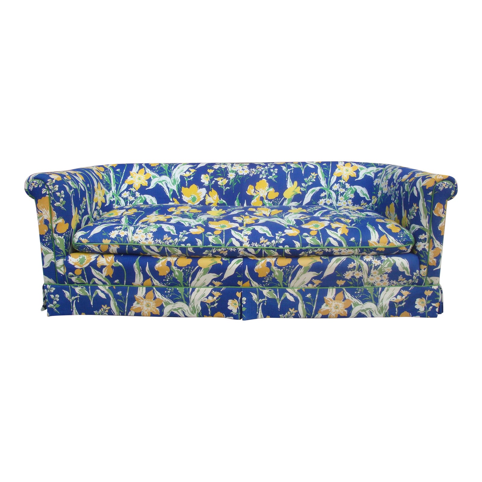 1970s Blue & Yellow Floral Sofa by Highland House of Hickory Chairish