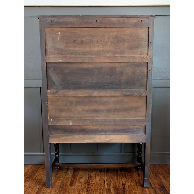 Vintage 1930's Jacobean Walnut Hutch/China Cabinet For Sale - Image 12 of 15