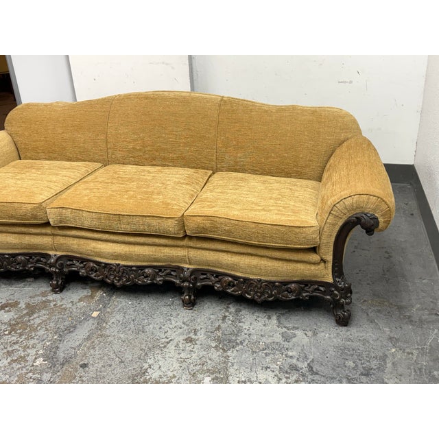 Victorian Circa 1920's Victorian Three Seater Wheat Sofa For Sale - Image 3 of 12