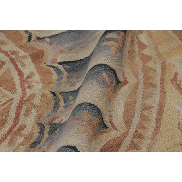 Textile Rug & Kilim's Aubusson Style Rug in Gold & Beige With Floral Medallion For Sale - Image 7 of 8