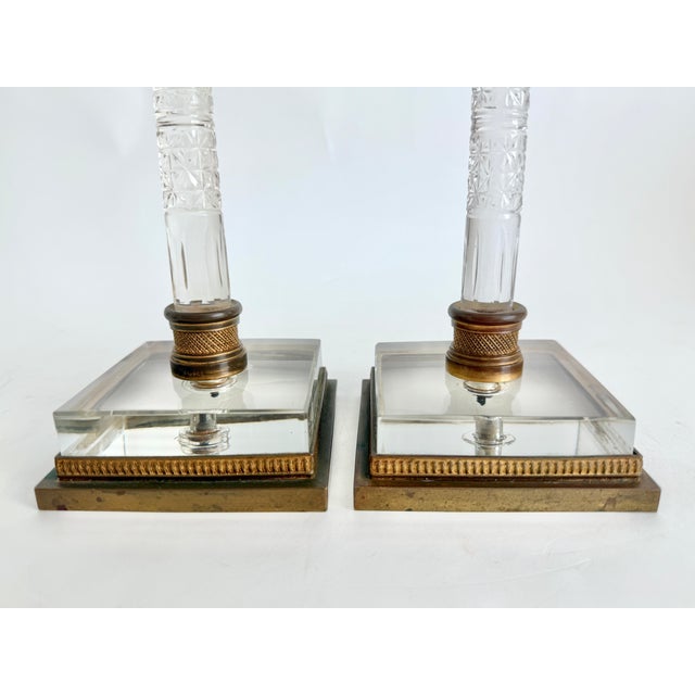 19th C French Restoration Gilt Bronze & Cut Crystal Candlesticks - A Pair For Sale - Image 11 of 13