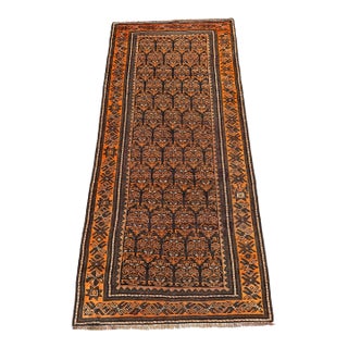 Vintage Adraskan Baluch Rug, Hand-Knotted Wool, Tribal, 4x8, Rust & Brown For Sale