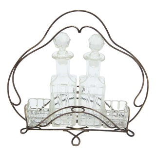 Cruet with Silver Wire Frame and Glass Cruets, Set of 3 For Sale