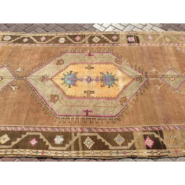 Brown Modern Looks - Vintage Handmade Turkish Rug Runner - 66" X 166.5" For Sale - Image 8 of 12