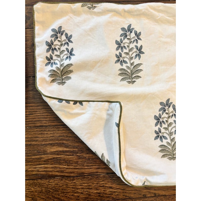 Peter Dunham Udaipur Indigo Pillow Covers with Green Welt, a Pair. 18x18