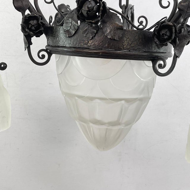 Art Deco Chandelier from Dégue, 1930s For Sale - Image 9 of 11