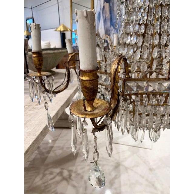 19th Century 19th Century Italian 8 Light Crystal & Gilded Metal Chandelier For Sale - Image 5 of 5