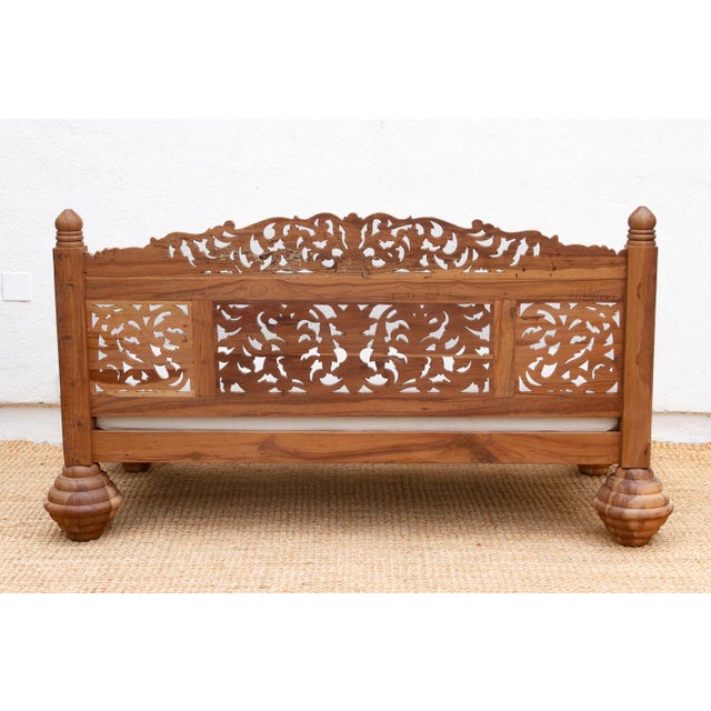 Finely Carved Royal Bali Club Daybed For Sale - Image 9 of 10
