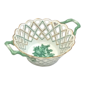 Antique Herend Pierced Porcelain Floral Dish