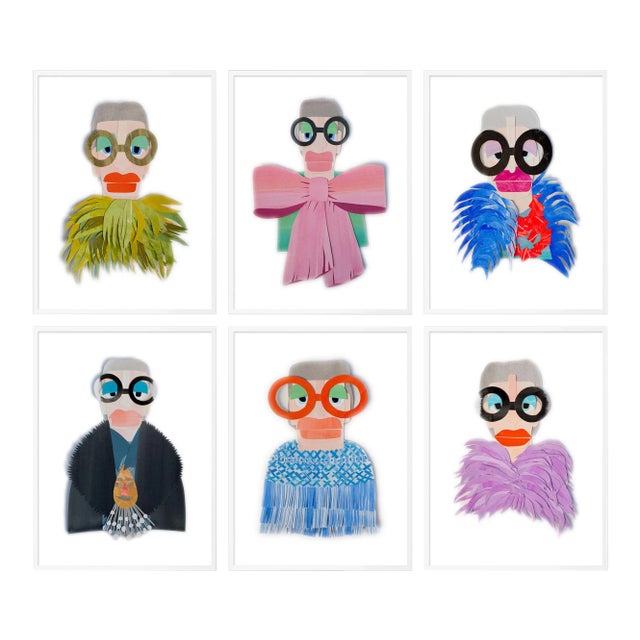 Iris by Melvin G in White Framed Paper, Medium Art Print - Set of 6 For Sale