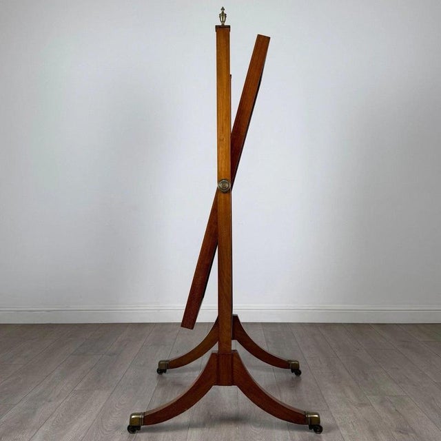 20th Century English Edwardian Inlaid Mahogany Cheval Mirror, 1890s For Sale - Image 4 of 12
