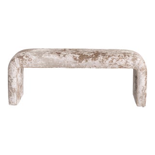 1980s Cream Crushed Velvet Waterfall Bench For Sale