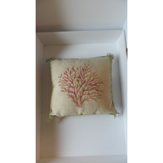 Coral Needlepoint Pillow For Sale - Image 4 of 11