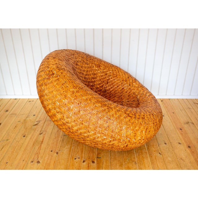 Mid-Century Modern French Mushroom Rattan Pod Easy Lounge Chair, 1970s For Sale - Image 17 of 18