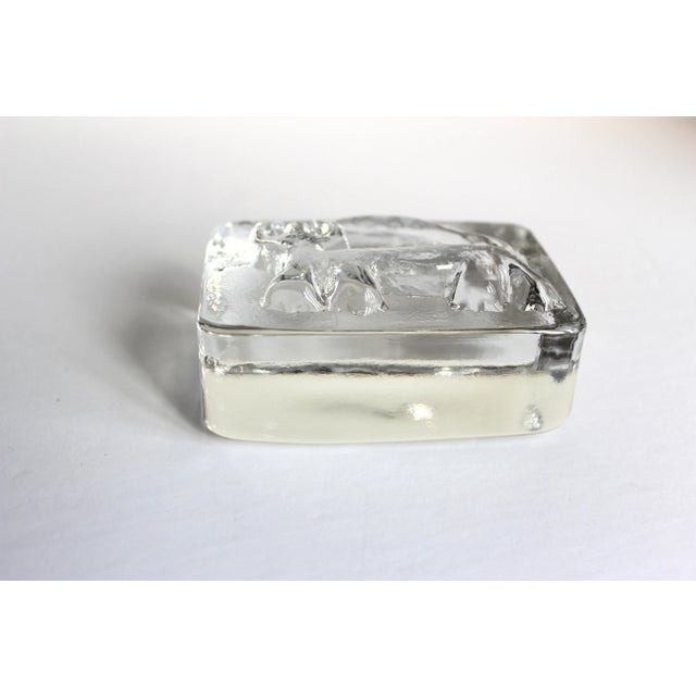 Glass Mid Century Modernist Glass Cat Paperweight Modernist Art Glass Cube, Scandinavian Style For Sale - Image 7 of 10