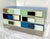 Italian Mondrian Style Blue Green White Brown Modern Brass Dresser/Chest For Sale - Image 10 of 17