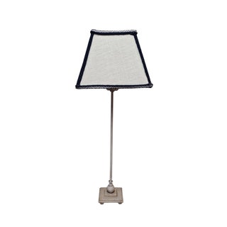 Vintage Table Lamp with Cream-White Metal Base and Fabric Shade, 1990s For Sale