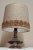 German Beige-Brown Ceramic Table Lamp with Fabric Shade, 1970s For Sale - Image 6 of 9