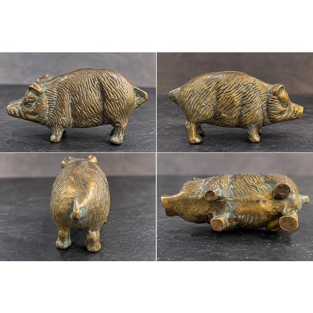 Meet this handsome little fella! A charming vintage solid brass pig figurine with wonderful personality and beautifully...