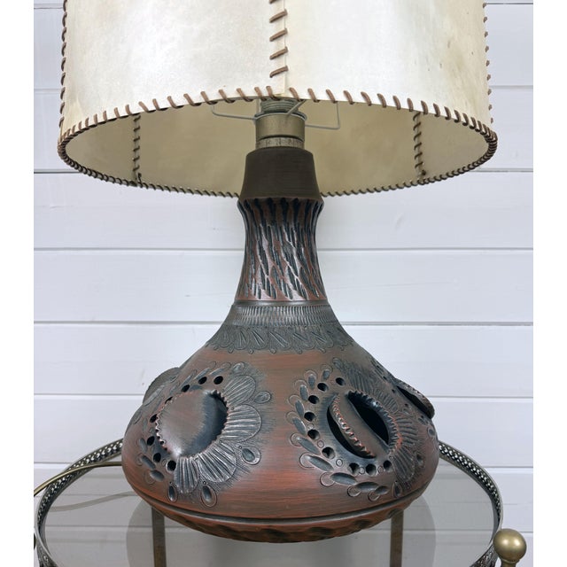 1960s Mid-Century Modern Brown Ceramic Table Lamp, 1960s For Sale - Image 5 of 12