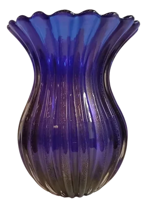Blue Glass Vase with Gold Inclusion of Archimedes Seguso, Murano, Italy, 1970s