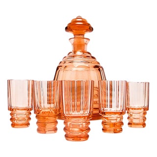 Art Deco Liquor Set from Moser, Czechoslovakia, 1930s, Set of 7 For Sale
