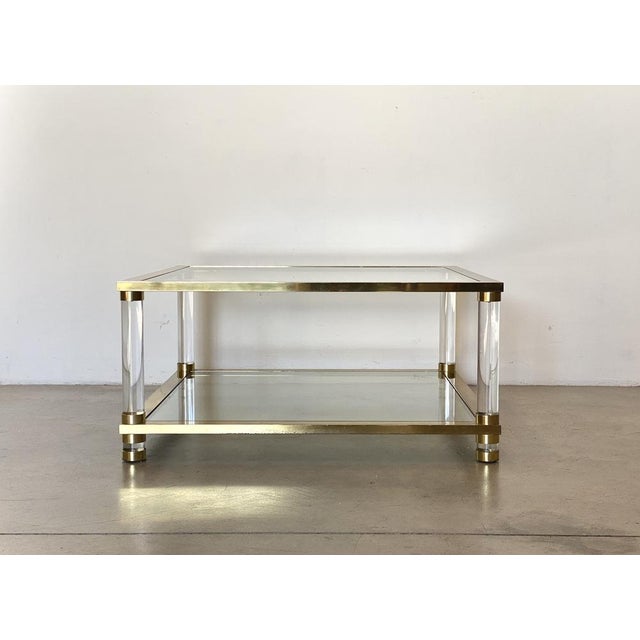 Brass and Acrylic Glass Coffee Table, 1970s For Sale - Image 5 of 9