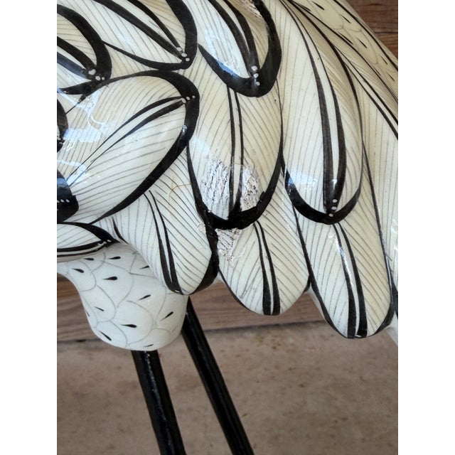 Art Deco Vintage Hand-Painted Flamingo Sculpture on Metal Legs | Signed Mexican Folk Art For Sale - Image 3 of 12