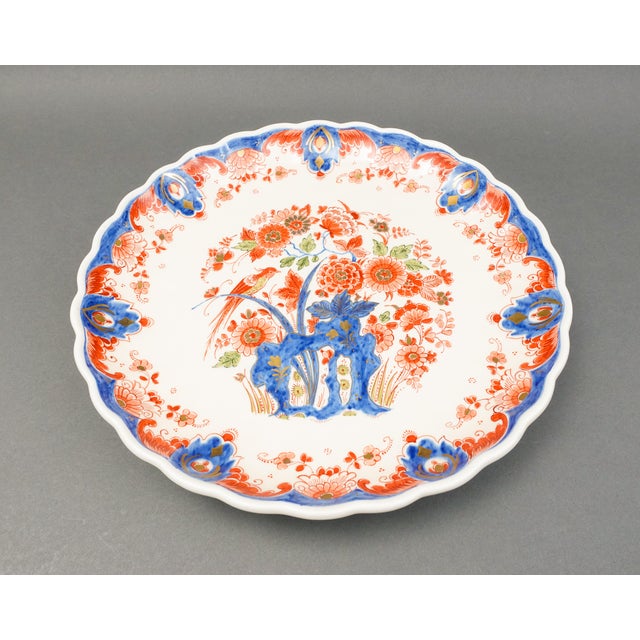 Royal Delft Antique Hand Painted Pijnacker Imari Style Porcelain Wall Plate Charger. Measures approximately 12 1/2"...