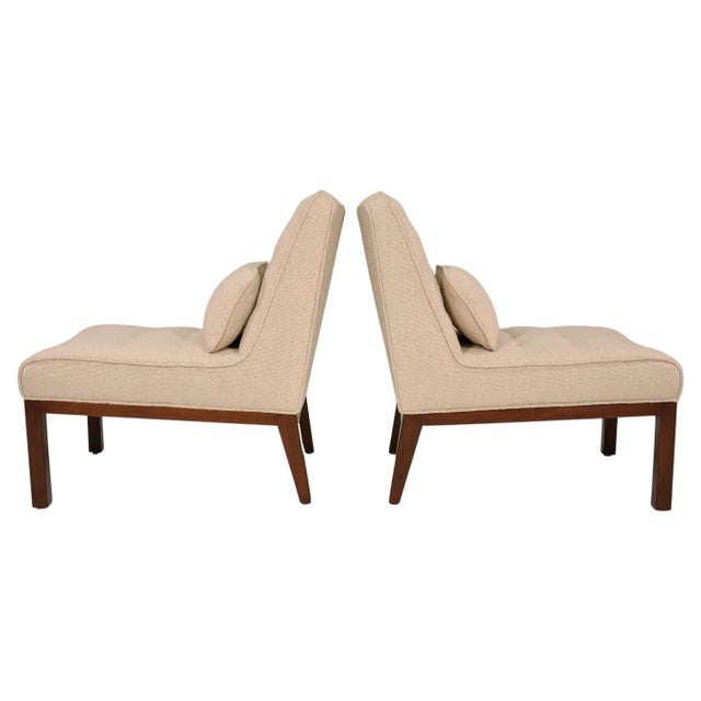 Ecru Sand Bouclé Sophia Slipper Chairs by Edward Wormley for Dunbar - A Pair For Sale - Image 9 of 12