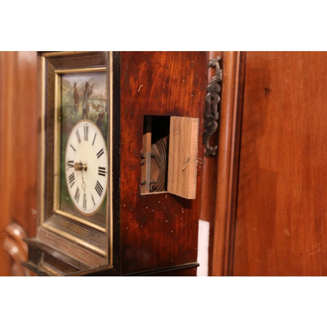 19th Century French Napoleon III Hand-Painted Wall Clock With Hunting Scene For Sale - Image 9 of 13
