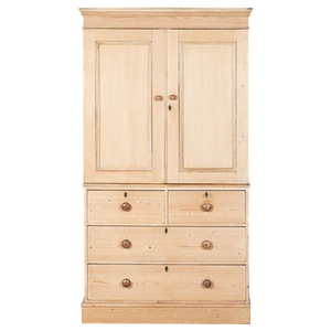 19th Century English Pine Linen Press