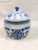 Large Vintage Blue and White Lidded Jar For Sale - Image 11 of 13