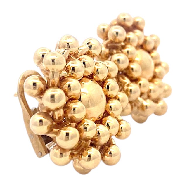Contemporary 1990s Vintage Chiampesan 18k Yellow Gold Beaded Earrings - Set of 2 For Sale - Image 3 of 9