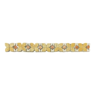 Giallo Marble / Rosso Verona Marble / Botticino Marble Polished Floral Mosaic Liner For Sale