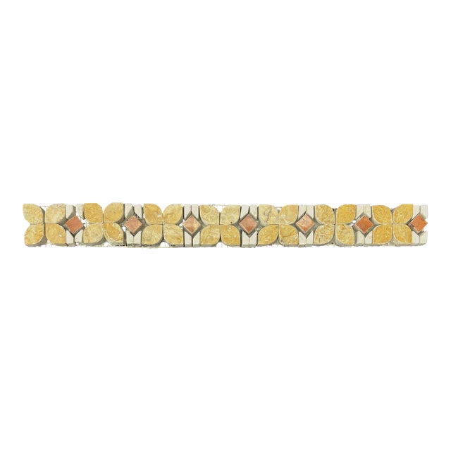 Giallo Marble / Rosso Verona Marble / Botticino Marble Polished Floral Mosaic Liner For Sale