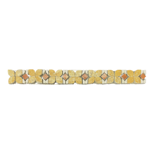 Giallo Marble / Rosso Verona Marble / Botticino Marble Polished Floral Mosaic Liner