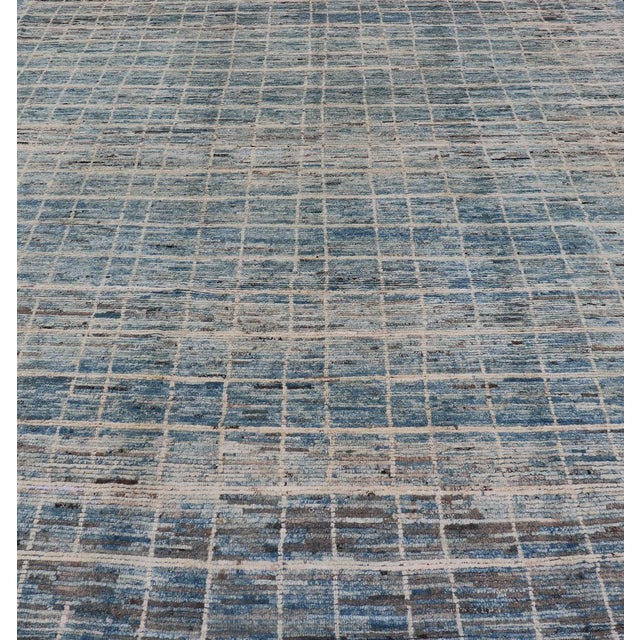 Textile Modern Moroccan Rug by Keivan Woven Arts in Variegated Blue For Sale - Image 7 of 10