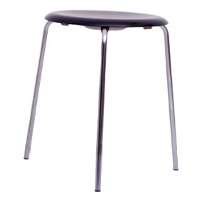 3170 Dot Black Chrome Stool by Arne Jacobsen for Fritz Hansen, 1967 For Sale