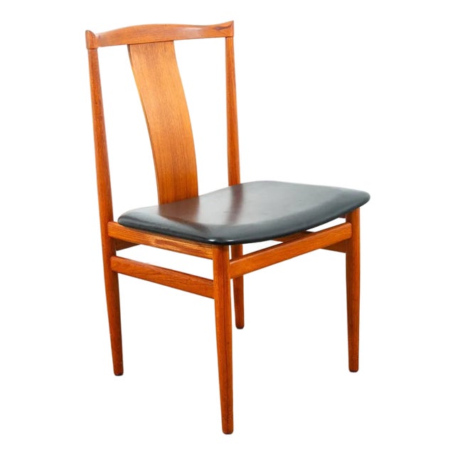 1960s Mid Century Danish Modern Dining Chair Solid Teak Wood Henning Sorensen Black For Sale