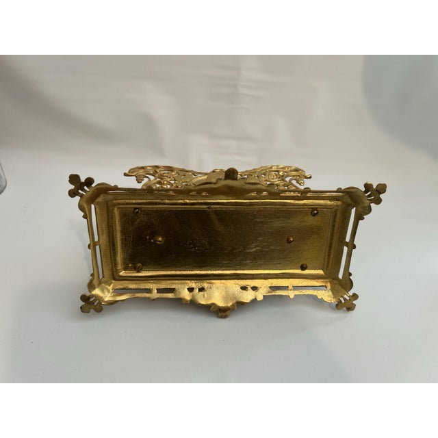 Mid 19th Century Antique Gilt Bronze Letter Holder Desk Accessory Child Boy Holding Envelops For Sale - Image 5 of 14