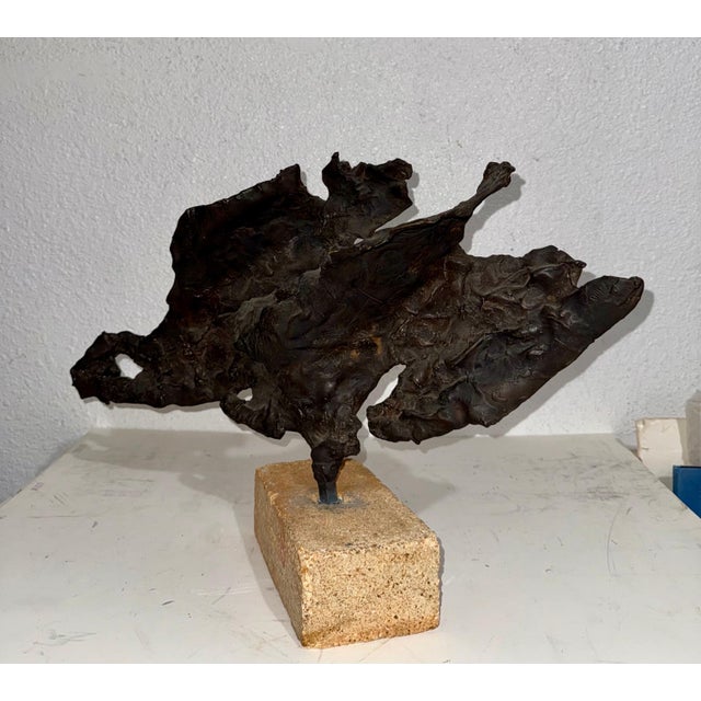 Zvi Aldouby, Brutalist Israeli Bronze Abstract Sculpture Wave Form Zvi Aldouby, c.1950's -1960's For Sale - Image 13 of 18