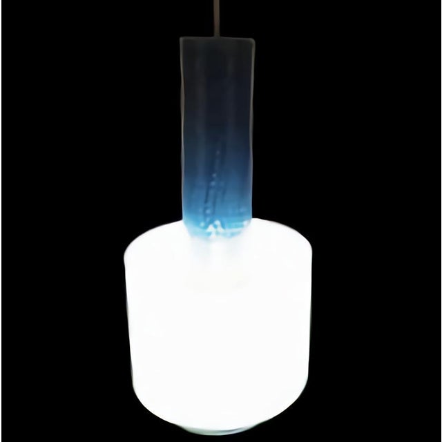 Danish Modern Blue Relief Glazed Pendant Lamp by Nils Kähler for Hak, 1960s For Sale - Image 4 of 12