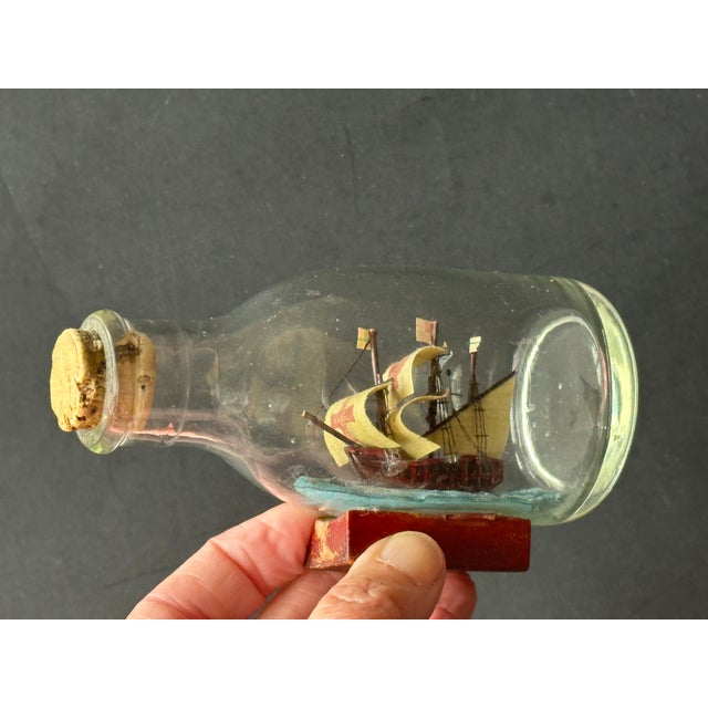 Galleon Masted Ship in a Bottle Nautical Folk Art For Sale - Image 11 of 12