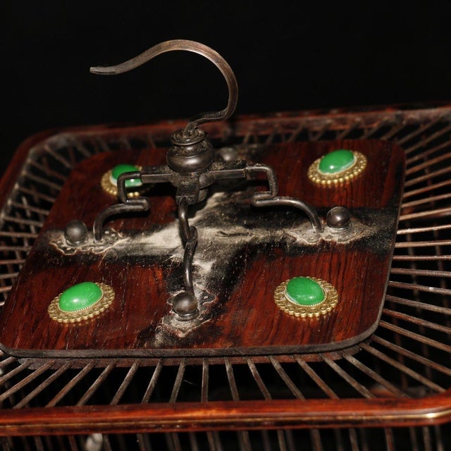 Late 19th Century Rosewood Birdcage With Gemstone Inlays, 930g For Sale - Image 9 of 9